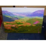 A large unframed Print on canvas titled verso "The View from Catbells" (2), signed David Dench 2015,