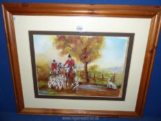 A framed and mounted Oil painting, label verso James Lewis Leonard, 'The Hunt', signed lower right.