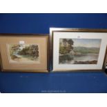 A signed Michael Westby watercolour of a river scene together with a pastel lake scene,