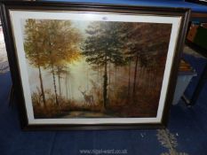 A large framed Gerald Coulson print titled 'Quiet Forrest'. 36" x 28 3/4".
