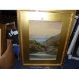 A framed and mounted watercolour titled 'At Dolgelly' by A. Coleman. 22 1/2" x 28".
