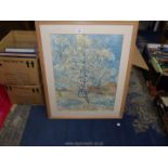 A large framed Van Gogh Print "Pink Peach Trees", 26" x 32".