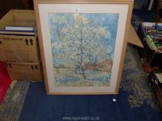 A large framed Van Gogh Print "Pink Peach Trees", 26" x 32".