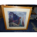 A wooden framed Pastel depicting "Goodrich Castle", possibly initialed J.M.C., 27 1/4" x 27 1/2".