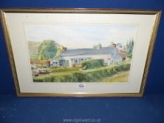 A framed and mounted watercolour, signed lower right A.