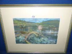 A framed and mounted Pastel drawing titled "Fallen Willow Ruardean", 23 1/2" x 18".