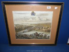 A framed and mounted coloured etching titled 'Chepstow Castle,