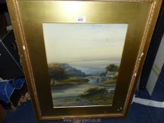 A framed and mounted watercolour titled 'At Keswick' by A. Coleman. 22 1/2" x 28".