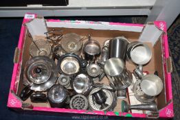 A good quantity of silver plate including tankards, teapot set, candlesticks etc.