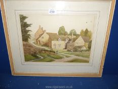 A watercolour of Chedworth Gloucester by Gwyn Richards, signed.