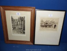 A framed and mounted etching of 'Cathedral Close, Winchester' along with a limited edition Print no.