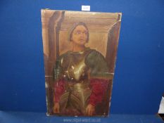 An oil painting of a woman soldier, possibly Boudicca.