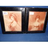 A pair of framed engravings - Lady Langham and Lady Gertrude Villiers, 9" x 10 1/4" incl. frame.