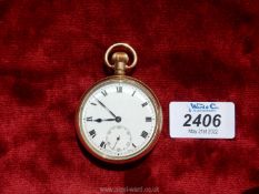 A gold plated Pocket Watch 'Star Dennison', with white face and Roman numerals.