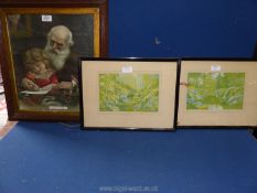 A pair of framed prints titled 'The Rock Garden' and 'Early Summer',