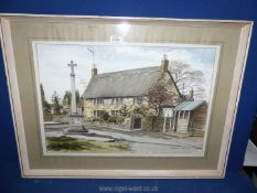 A large Watercolour of a Northamptonshire village by Frederick Gibson, signed and dated 1978.