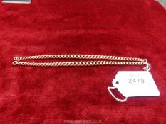 A 9 carat gold graduated link watch chain, 16" long. 37g (approx).