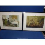 Two prints to include; 'Between Two Fires' by Millet and 'The Toast' by Richard Jack.