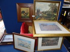 A quantity of prints to include; poultry, a Michael Smith harbour scene,