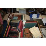 A crate and a box of books to include; Modern Wales, A Pitman's Shorthand,