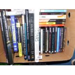 A box of books to include; Astronomy, Human Origins, Physics, Destination Mars, etc.