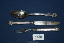 A Silver knife and fork, Sheffield 1832 Kings pattern, maker Aaron Hadfield & Sons.