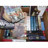 A box of books on Nelson, Napoleon, Waterloo, Trafalgar, etc.