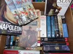 A box of books on Nelson, Napoleon, Waterloo, Trafalgar, etc.