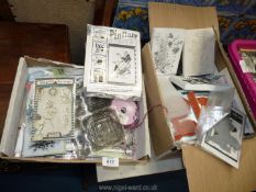 Two small box craft items, stamps, cutting system, etc.