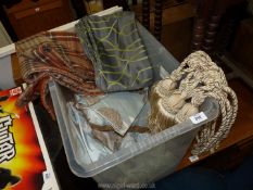 A quantity of cushions, tie backs, etc.