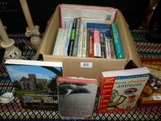 A box of books to include; local history, antiques, flowers, etc.