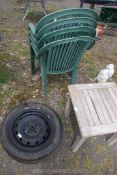 A wheel and tyre (partly worn) 195/60/T15 88V,