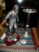 A statue of a football player, ashtray, etc.