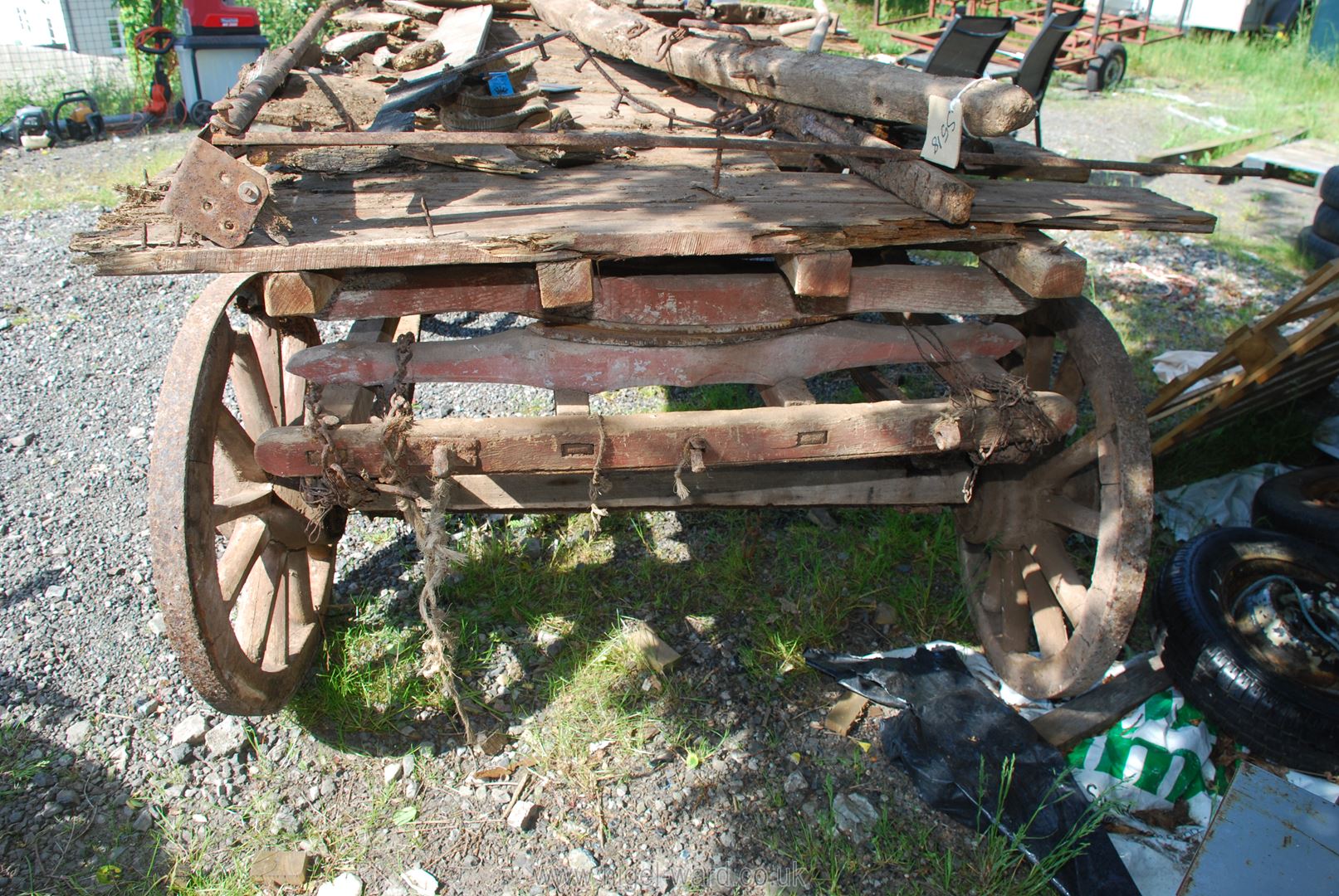 An old four wheeled Dray/wagon, for restoration, length 112" x 63". - Image 5 of 5