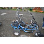 A 6.5 HP petrol engined blue coloured Go Kart, engine will not turn with recoil cord, sold as seen.