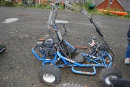 A 6.5 HP petrol engined blue coloured Go Kart, engine will not turn with recoil cord, sold as seen.
