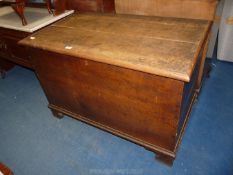 A large Oak two planked top blanket Chest/Coffer, 43" x 24 1/2" x 29" high.