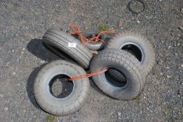 A quantity of mobility tubes and tyres.