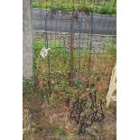 A metal plant stand and magazine rack.