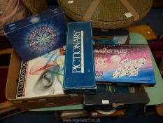 Two boxes of games including Pictionary, etc.