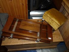 A vintage trouser press and needlework box.