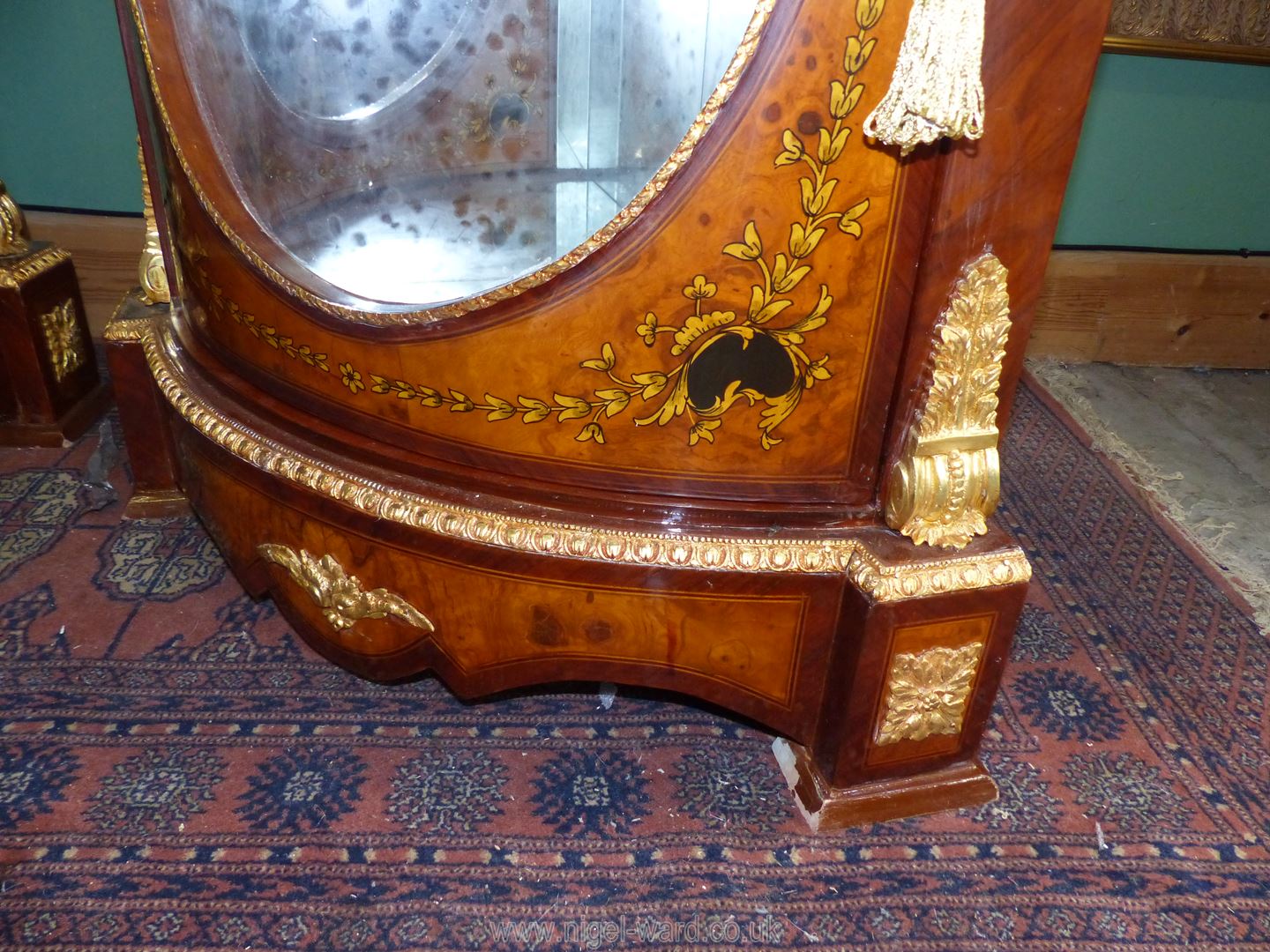 A pair of most ornate Corner Cabinets each having an upper frieze drawer and an oval panel glazed - Image 5 of 7