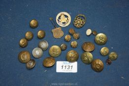 A quantity of military buttons: Royal Air Force, Royal Artillery, Royal Medical Corps,