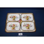 A pretty hors d'oeuvre set, marked Dewause 18 Royal to the base of each dish,