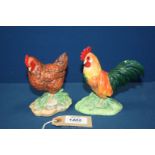 Two Border Fine Arts figures of a Cockerel (5'') and a Rhode Island Red hen, 4 1/2'' tall.