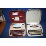 Two cased typewriters 'Tippa' and 'West German Olympia'.