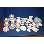 A quantity of cabinet coffee cans and saucers, Herend pin dish, miscellaneous cups, saucers etc.
