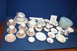 A quantity of cabinet coffee cans and saucers, Herend pin dish, miscellaneous cups, saucers etc.