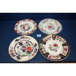 Four boxed Mason's plates including Mandarin, Square Pot, Water Lily and Blue and Gold,