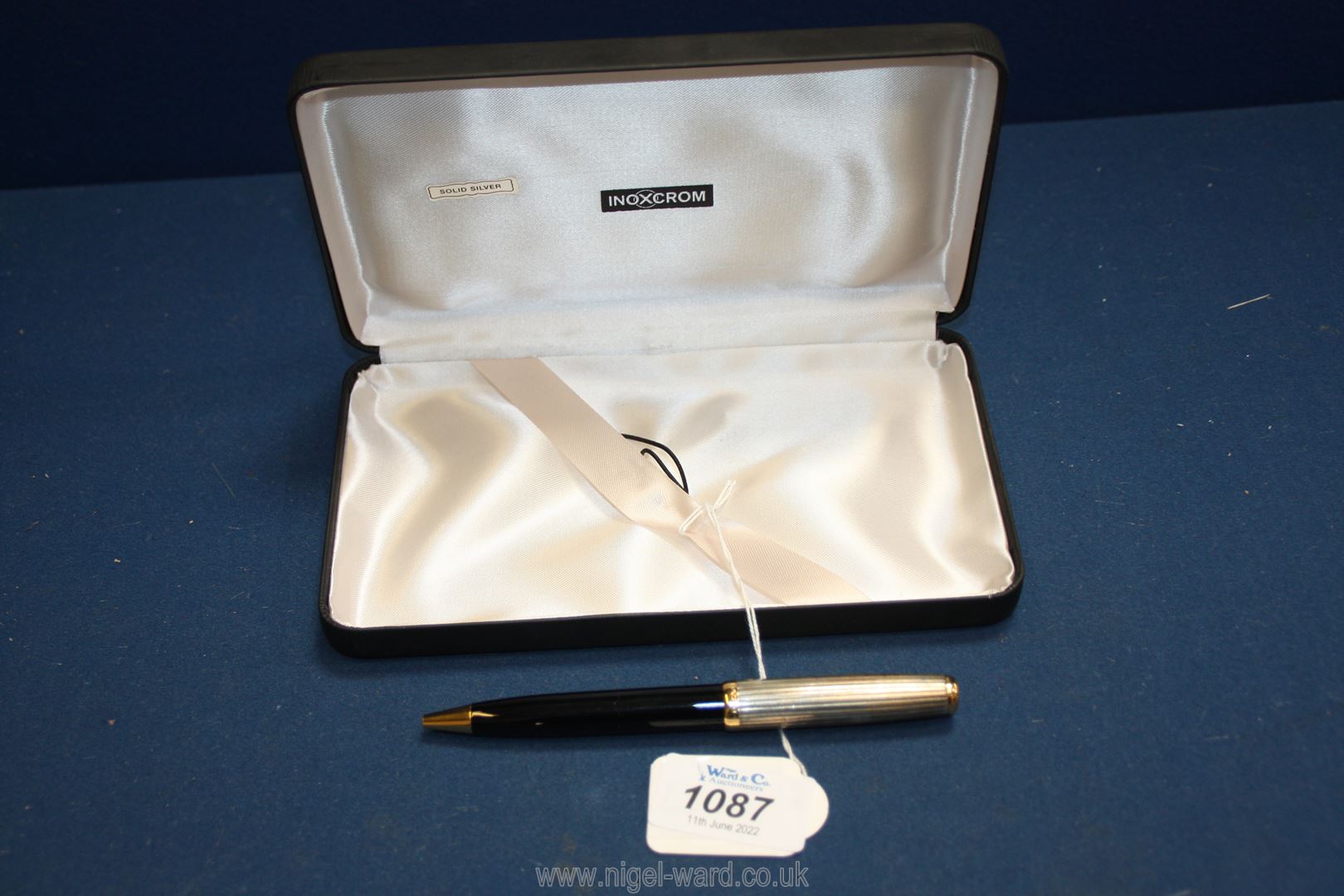 An Inoxcrom 925 silver stamped top Sirocco ballpoint Pen, cased.
